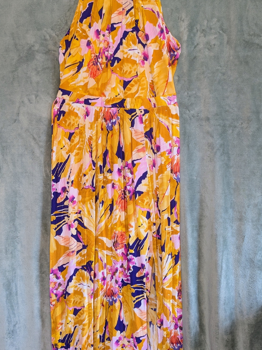 NY & C Bright Floral  Maxi Dress in Yellow tones Pink And Purple Splashes